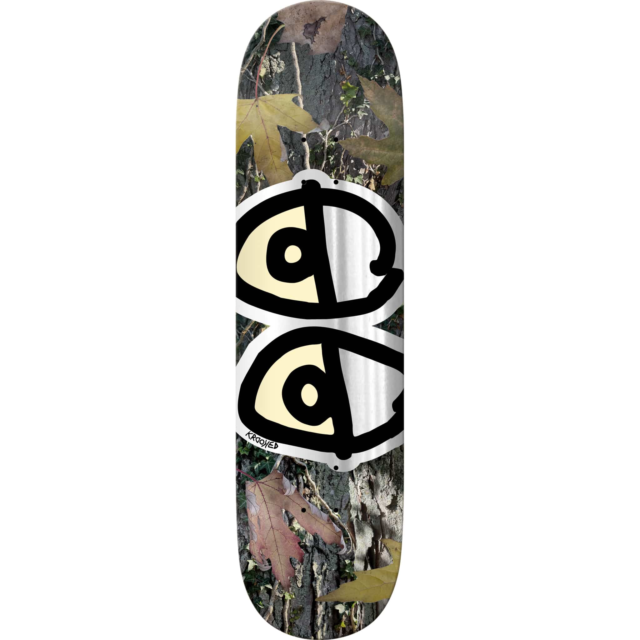 Krooked Team Eyes Camo Silver Foil Skateboard Deck 8.5"