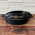 Celine Leather Triomphe Logo Gold Belt Black