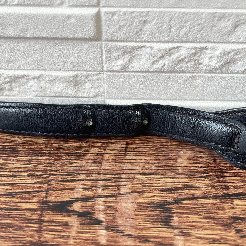 Celine Leather Triomphe Logo Gold Belt Black