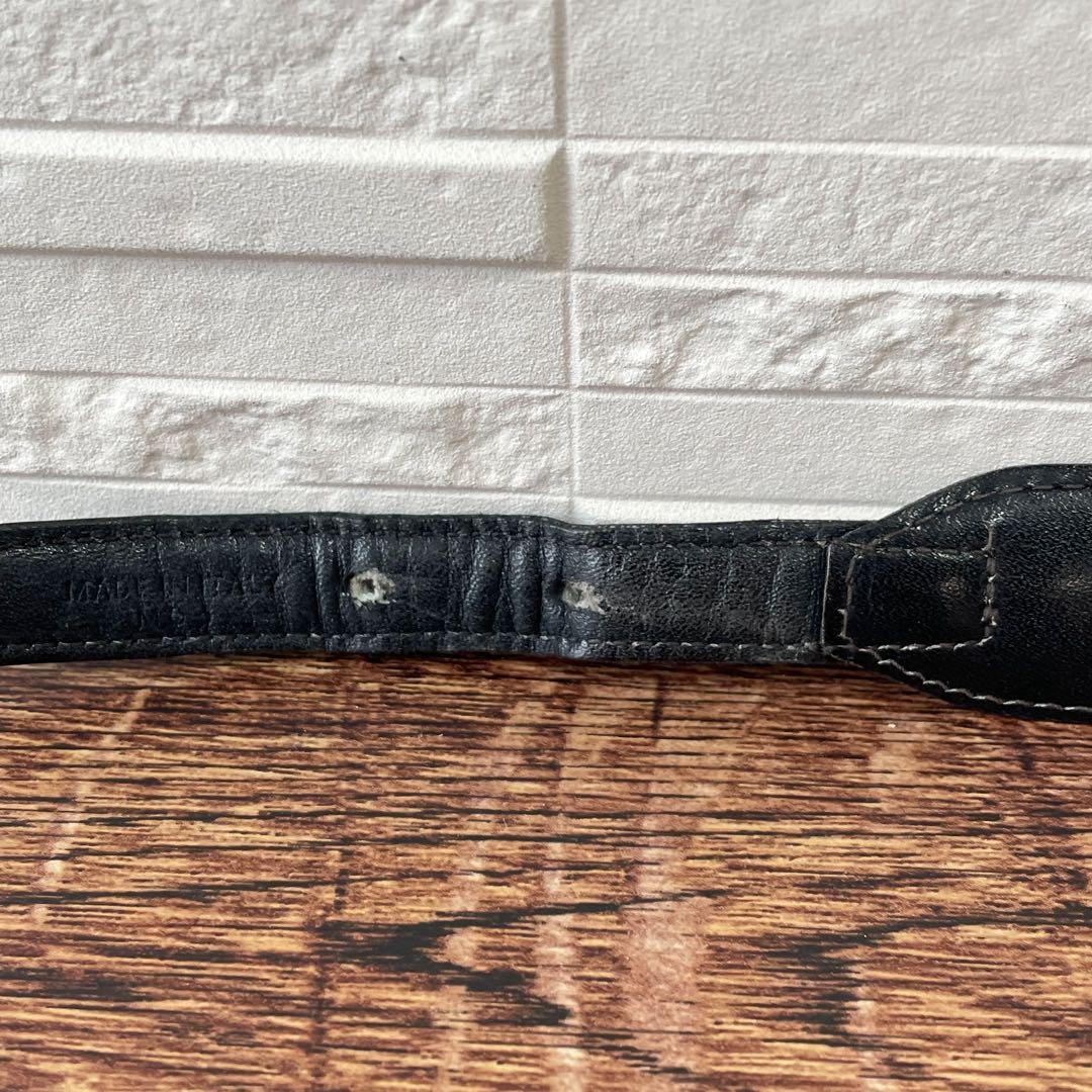 Celine Leather Triomphe Logo Gold Belt Black