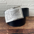 Louis Vuitton Leather Silver Buckle Ceinture Belt Black