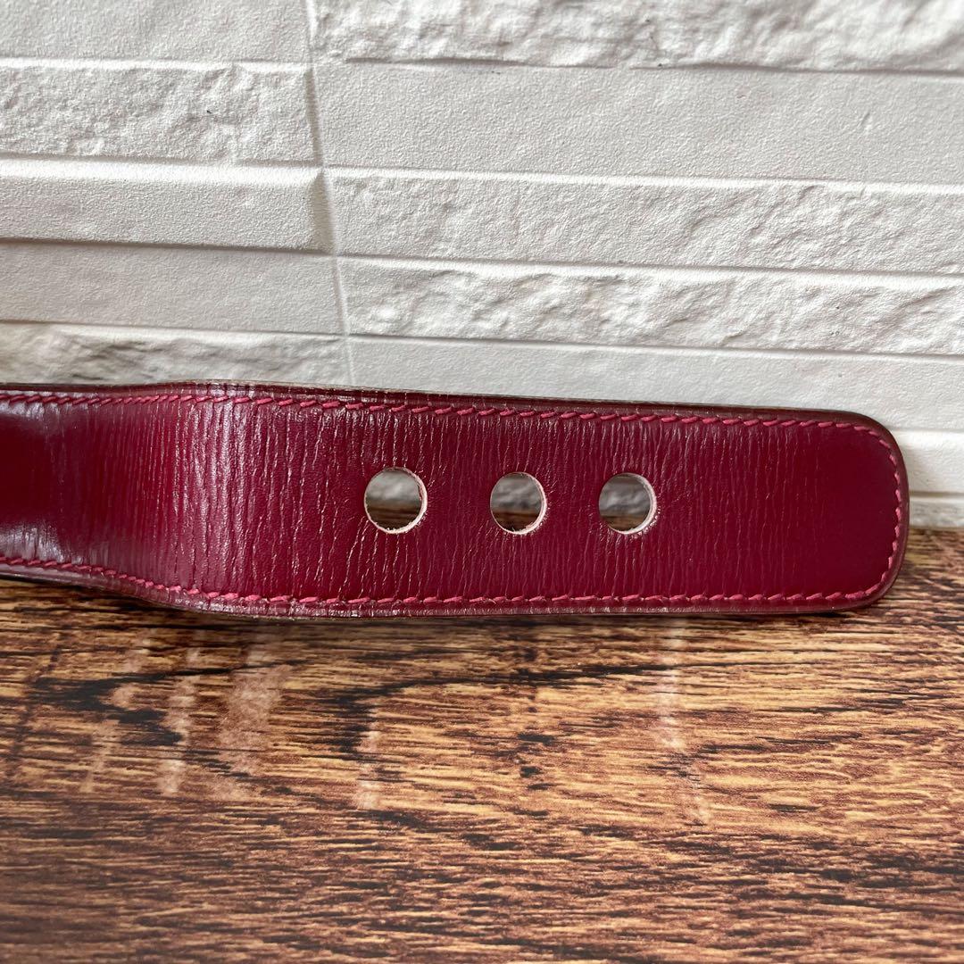 Hermes Leather Buckle Gold Belt Bordeaux